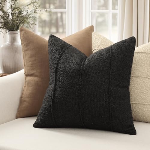 YCOLL Textured Boucle Throw Pillow Covers 18x18 Pack of 2 - Soft