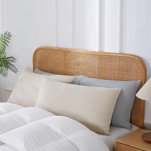 Shunjie.Home Waffle Pillow Shams King Size Set of 2 20x36, 100%