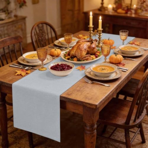 Silver Gray Table Runner 120 inches Long Boho Light Gray Solid Modern