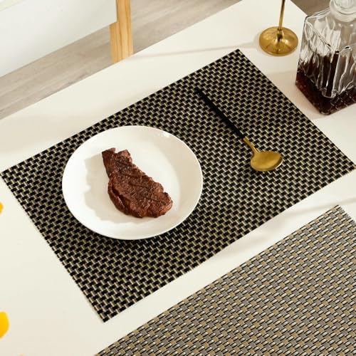 Rectangular Placemats Set of 10, PVC Table Mat Heat Resistant Non-Slip
