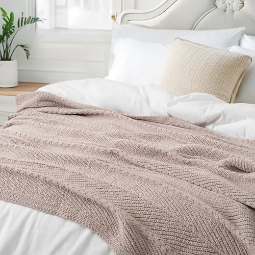 Chunky Chenille Knit Throw Blanket for Couch 50"x60"