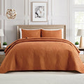 BOURINA Ultrasonic Orange Queen Quilt Set 3-Piece Bedding Set