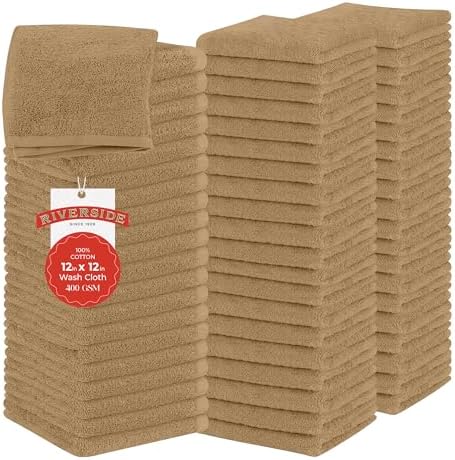RIVERSIDE 60-Pack Cotton Washcloths – Soft & Absorbent Face Towels