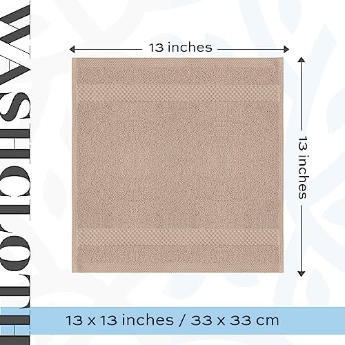 White Classic 12 Luxury Taupe Washcloths 13 x 13 and 4 Luxury Taupe