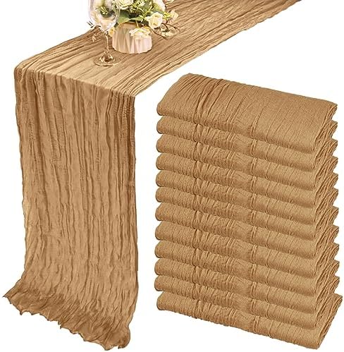 35x120 Inch Nude Cheesecloth Table Runner Neutral Boho Wedding Party