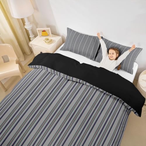 Erosebridal Gray Stripes King Duvet Cover | Men Women Kids Simple