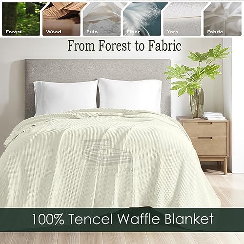 Cottington Lane 100% Tencel Waffle Weave Blanket King 108" x 90" Size