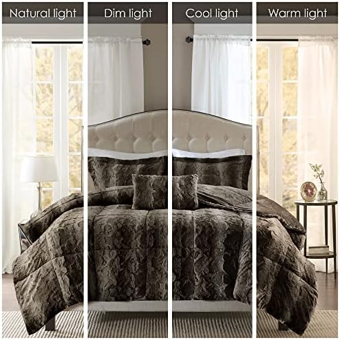 Madison Park Zuri Faux Fur Comforter Set All Season, King, 4 Piece