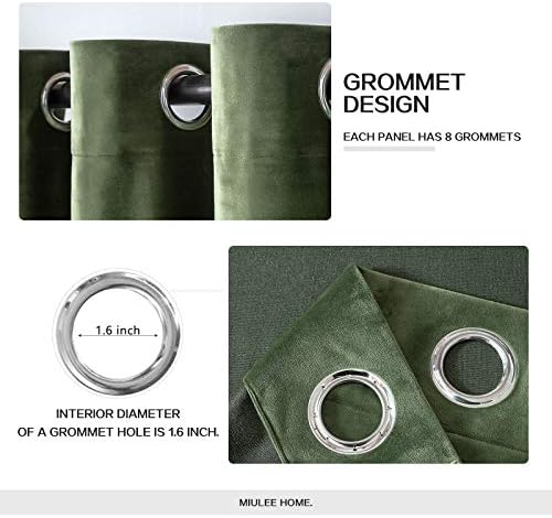 MIULEE Velvet Blackout Curtains Olive Green 52 x 120 Inch Length 2