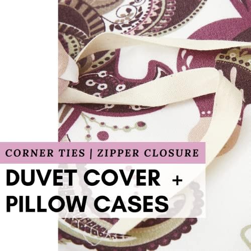 DaDa Bedding Reversible Burgundy Duvet Cover Set, Blush Pink Boho