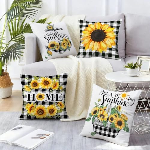 pinata Throw Pillow Covers 20x20, Sunflower Decor, Outdoor Pillow