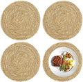 Set of 4 Round Woven Placemats, 12 Inch Natural Jute Table Mats