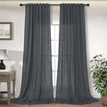 Dark Grey Linen Curtains 108 Inches Long for Living Room 2 Panels Back