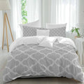 Grey Bedding Queen Duvet Cover Set, 3 Piece Microfiber Soft Comforter