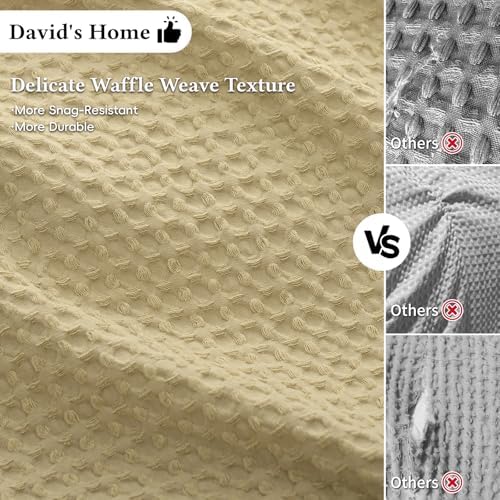 David's Home Textured Waffle Weave Duvet Cover Set, Twin Size, Pale