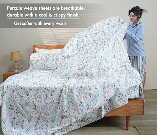 RUVANTI 100% Cotton Twin Sheets, Percale Weave Twin Sheet Set, Aroma