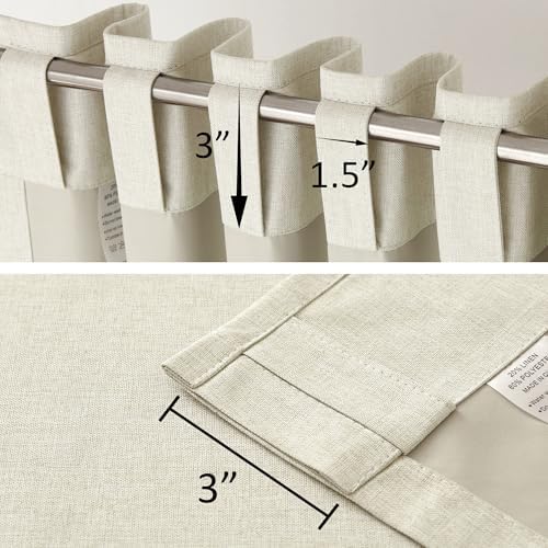 120 Inch Extra Long Linen Cream Beige Curtains Floor to Ceiling for