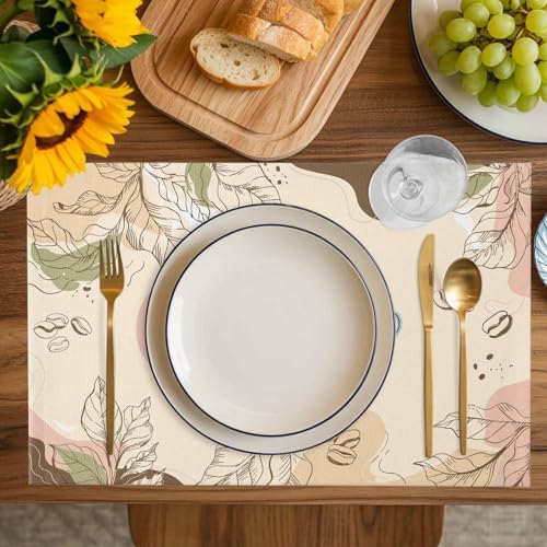 Placemats Set of 8, Boho Coffee Woven Placemat, Linen Place Mats for