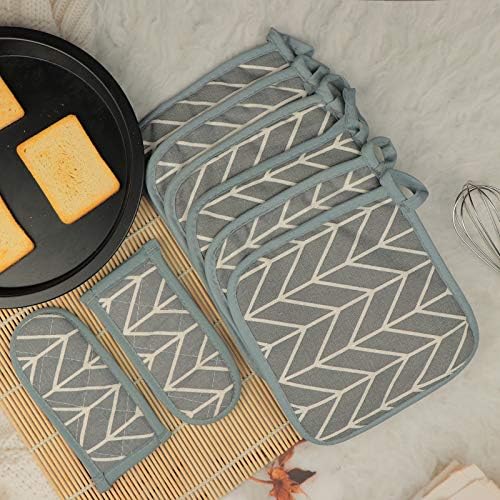 Heat Resistant Potholders Hot Pads-6 Kitchen Pot Holders Set with 2