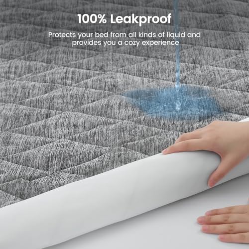 Cozy Bliss Cooling Mattress Pad Queen, Grey