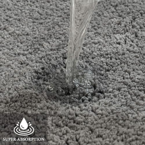 MIULEE Grey Bathroom Runner Rugs Soft Microfiber Bath Mat 24x60 Inch