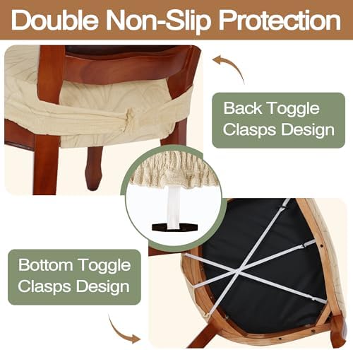 Seat Covers for Dining Room Table Chairs with Arms Covers, Beige