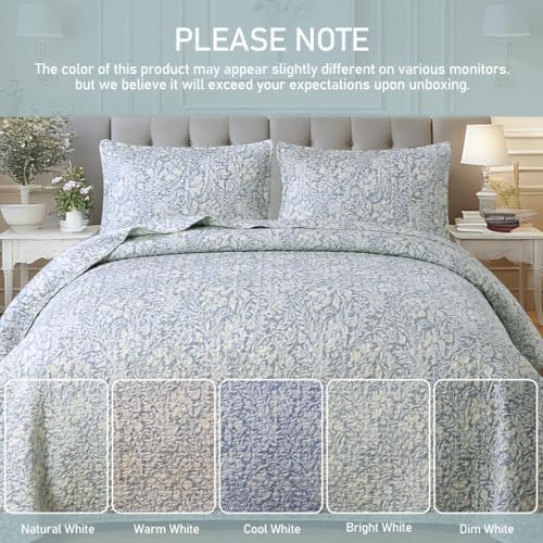 DURLENGEN Botanical Quilt California King Size,Reversible Bedding