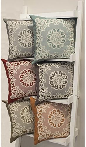 Creative Home Ideas Set of 2 Lace & Embroidery Applique Pillow Covers