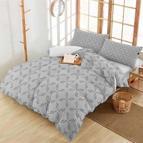 Duvet Cover Set Queen, Abstract Lattice Diamond Texture 3 Piece