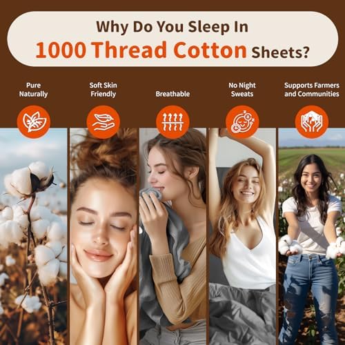 LBRO2M 100% Egyptian Cotton Sheets 16" Deep Pocket 1000TC, 6Pcs King