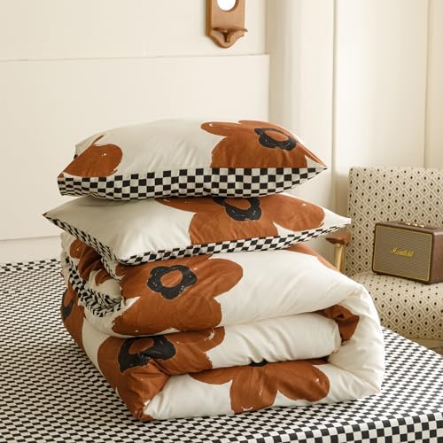 Wellboo Boho Floral Comforter Sets California King Pumpkin Sunflower