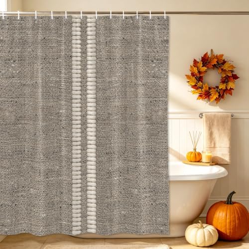 Long Shower Curtains 72" x 84", Farmhouse Grey Brown Washable Shower