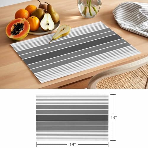 Gray Gradient Stripes Placemats Set of 4 Washable Table Mats for