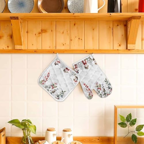 Quilted Cotton Terry Cloth Oven Mitt, Pot Holder Gray Gradient Winter