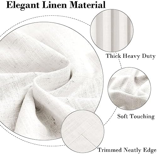 cololeaf Linen Curtains Natural White Curtains 108 inches Long Drapes