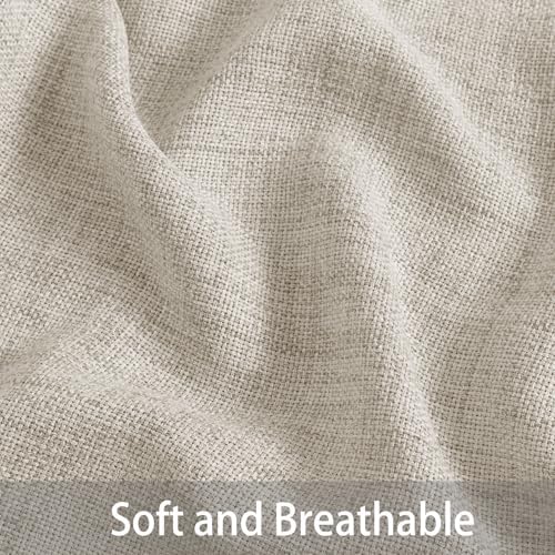 Extra Long Linen Curtains Light Filtering 100Wx120L Sand Beige 2 Panel