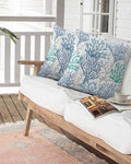 Marine Blue Teal Gray Sea Coral Outdoor Decorative Pillow Set of