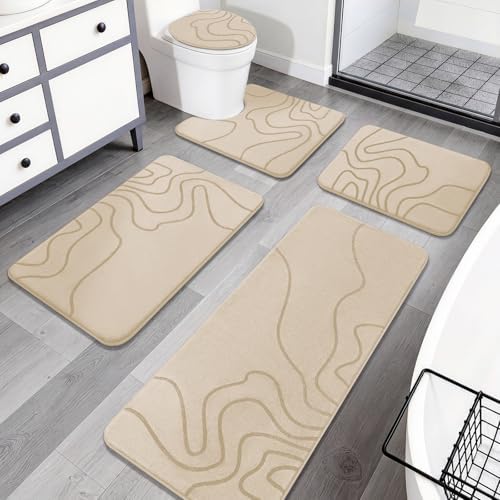 YIHOUSE Memory Foam Bathroom Rugs Sets 5 Piece, Ultra Soft Bath Mat