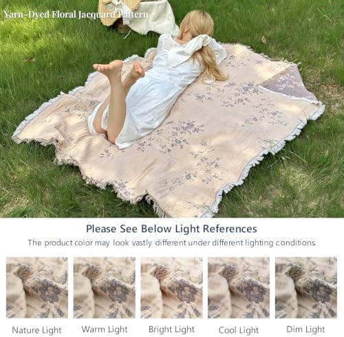Simple&Opulence Cotton Muslin Blanket Queen 90"x90", Reversible