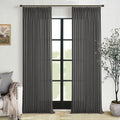 Dark Grey Pinch Pleat Linen Light Filtering Privacy Curtains 108 Inch