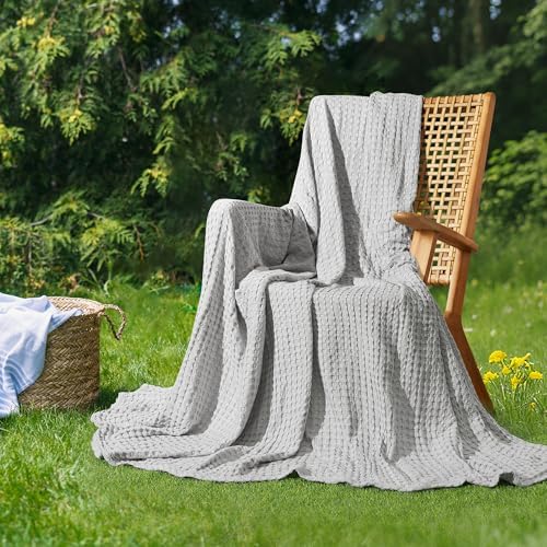 Aganear Cooling Blanket King Size,Waffle Weave 90x108 Inches,Grey