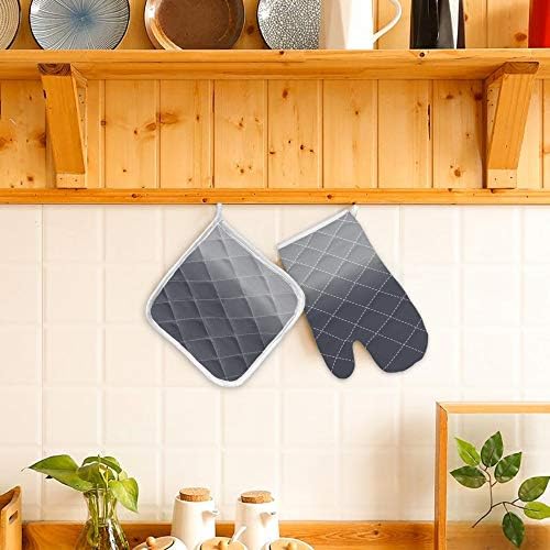 Kitchen Oven Gloves Grey Ombre Oven Mitts Pot Holder Set Gradient