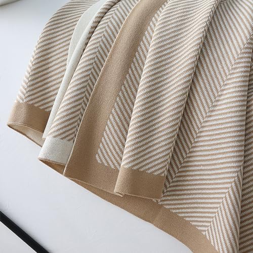 Striped Knitted Throw Blanket, Acrylic Super Soft Warm Blanket for