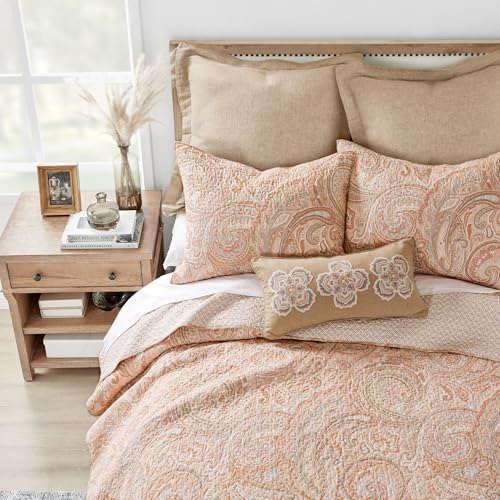 Levtex Home - Spruce Coral Quilt Set - Full/Queen Quilt (88x92in.) +