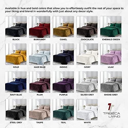 Tribeca Living Venice Queen Velvet Duvet Cover Set, Taupe