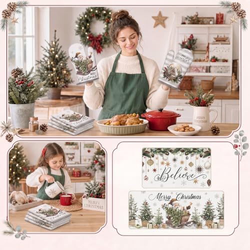 HunnmingRe 10 Pcs Neutral Christmas Kitchen Decor Accessories Set for
