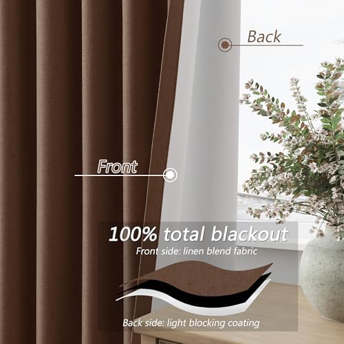 Guken 100% Blackout Curtains 72 Inch Length 2 Panels Set for Living