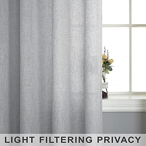 Grey Bedroom Curtains 63 Inch Length for Living Room 2 Panels Rod