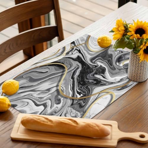 Abstract Gray Gold Marble Texture Placemats Set of 6 Washable Table