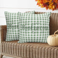 Happy Thanksgiving 16x16 Pillow Covers Set of 2, Green Plaid Fall
